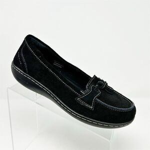 Osslue Women's Black Suede Slip-On Penny Loafers Size 8 Cushioned Insole Tassel